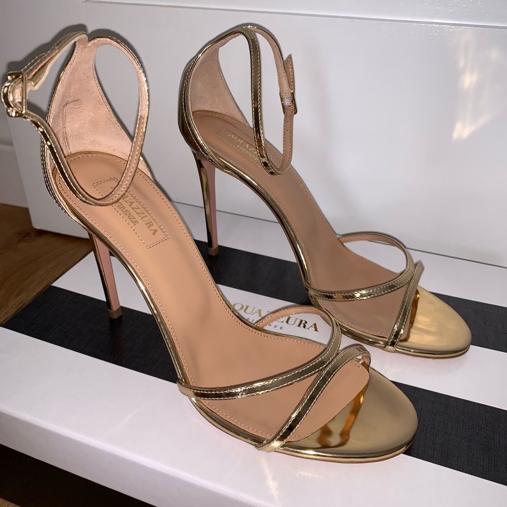 Aquazzura Soft Gold Purist Sandal 105